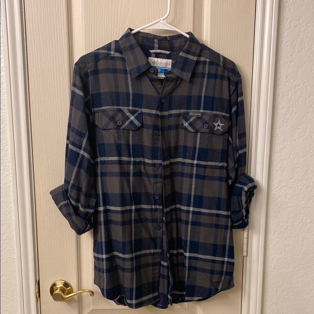 Blue and Gray Plaid Men's Shirt